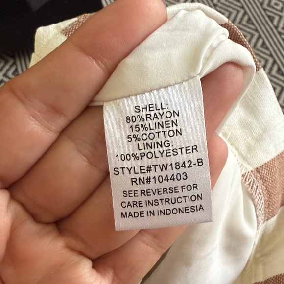 Cream and Brown Striped Button Vest and short set - Picture 6 of 7